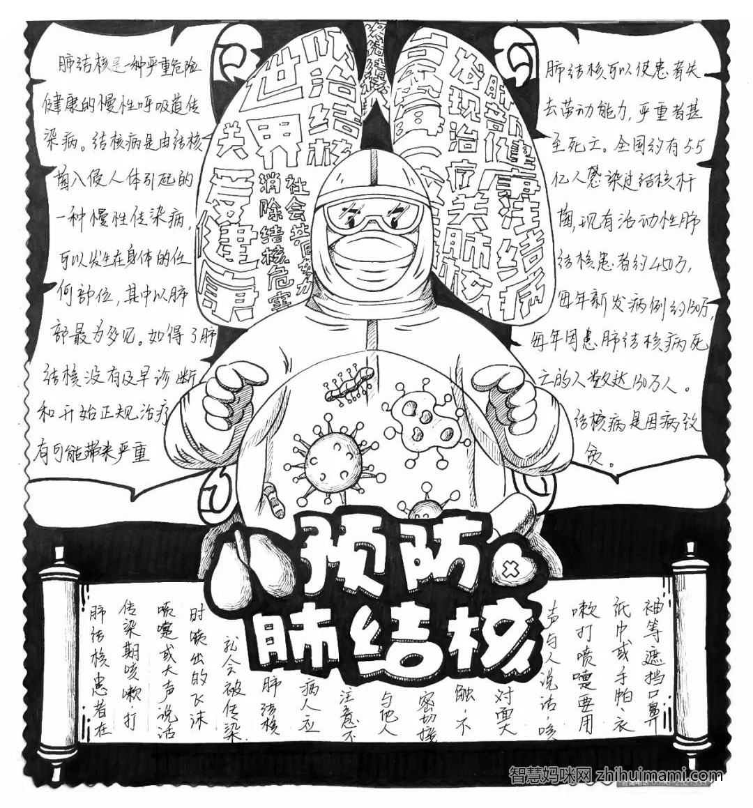 预防肺结核手抄报绘画-图3