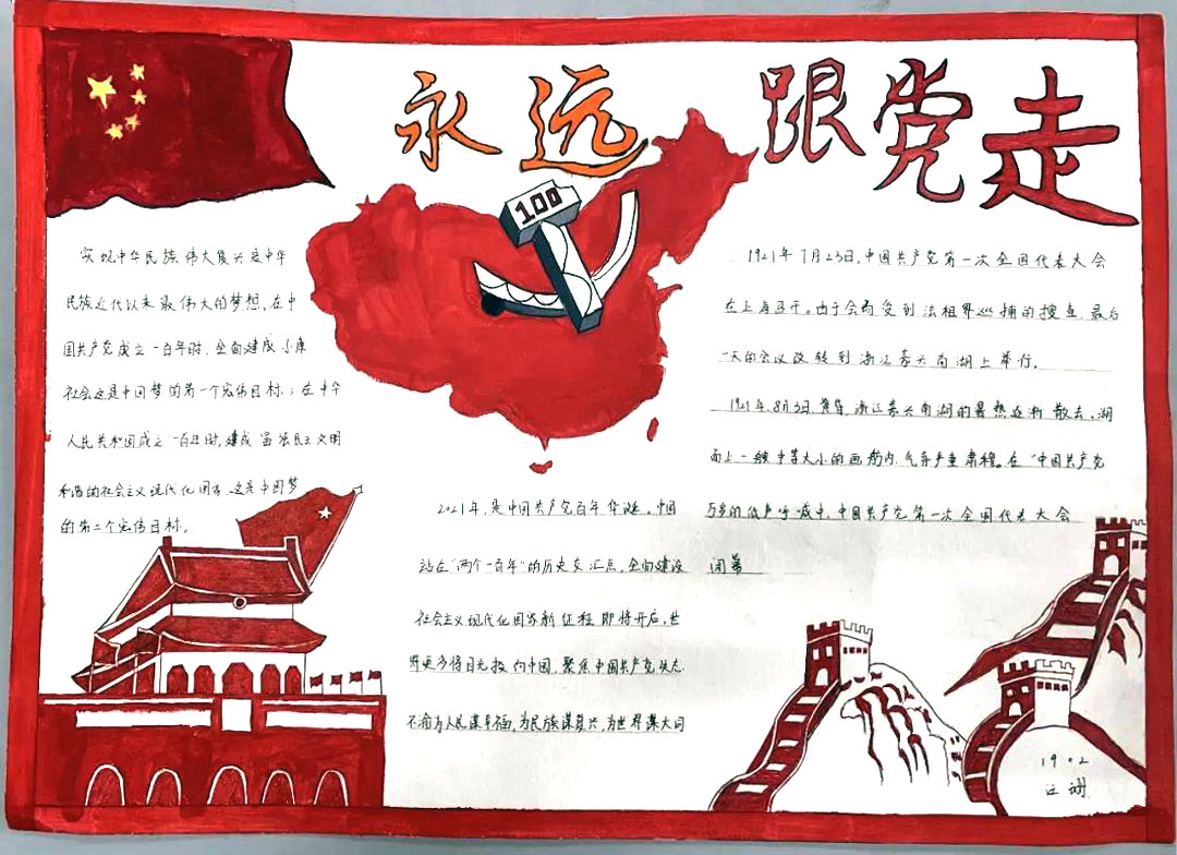 简单又漂亮的永远跟党走手抄报-图3