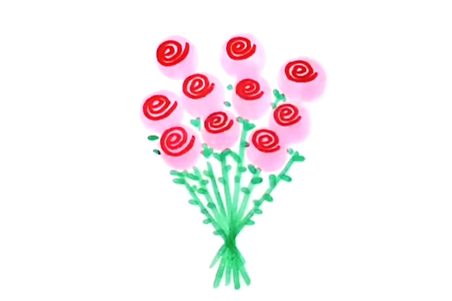 步骤4：随便画点叶子。