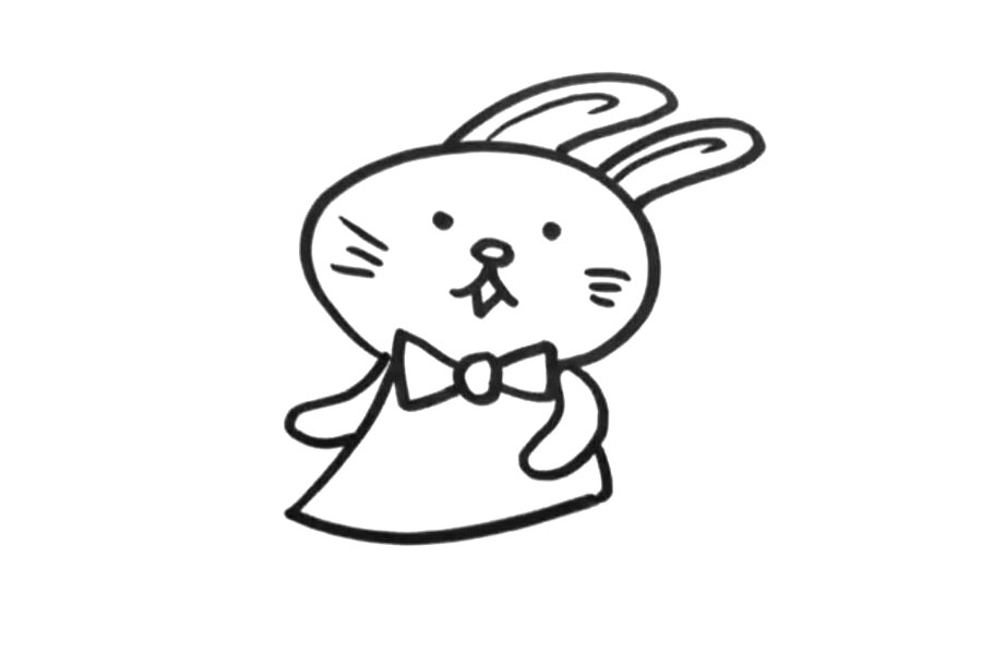 步骤4：给小兔子画一条单的裙子吧。