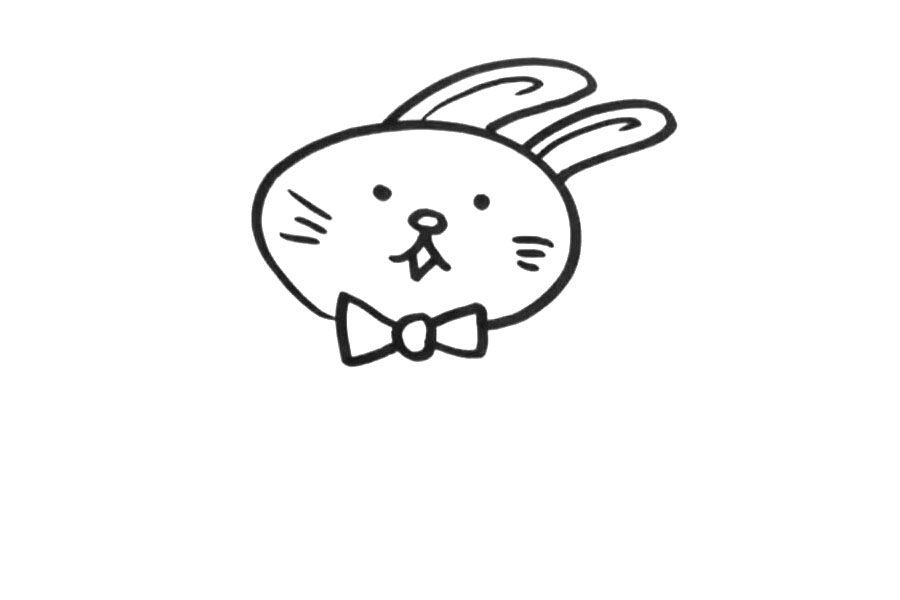 步骤3：画兔子的五官和胡须。