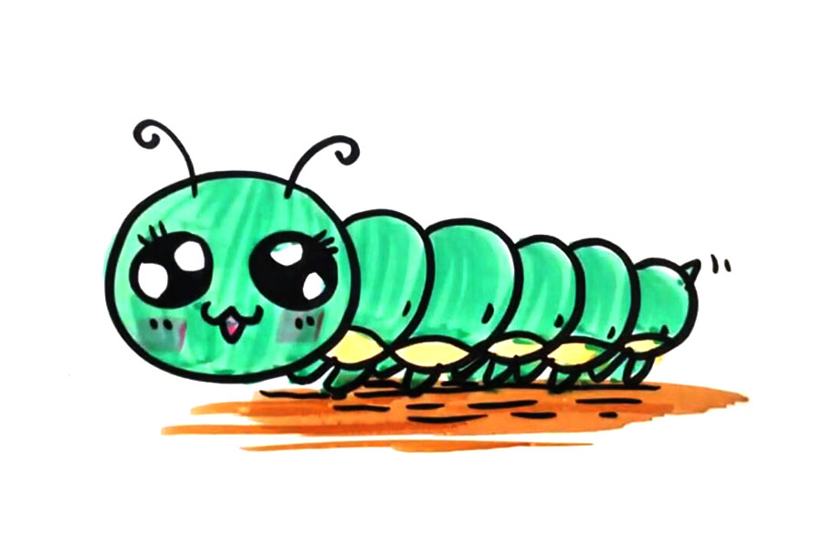 一步一步学画可爱毛毛虫