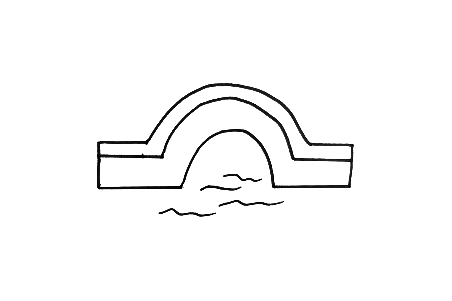 拱桥风景简笔画画法步骤-图2