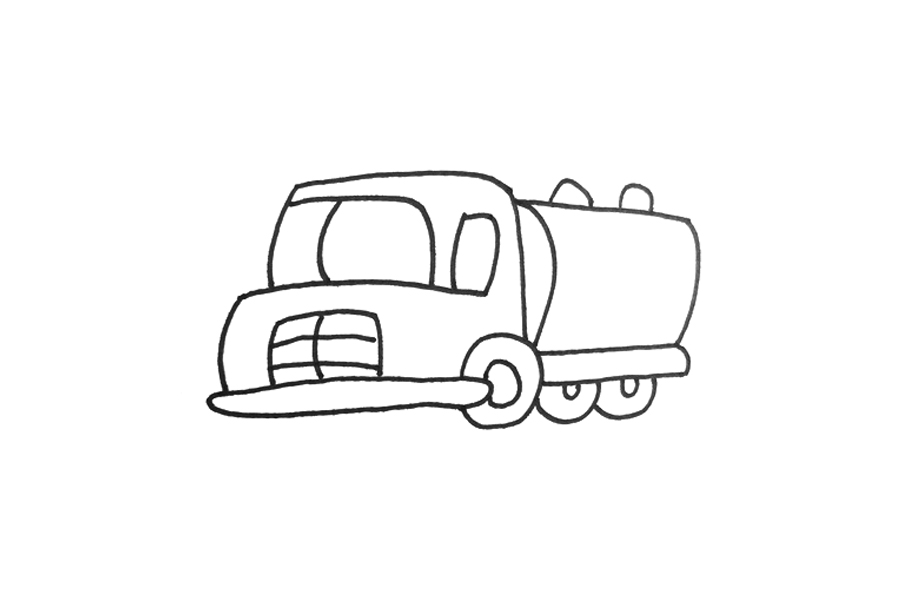 交通工具简笔画大全 洒水车怎么画-图3
