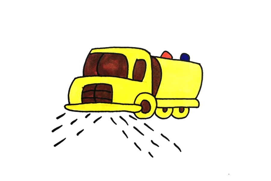 交通工具简笔画大全 洒水车怎么画