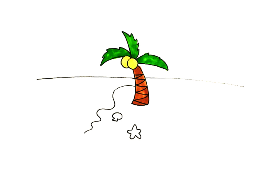 风景简笔画大全 沙滩风景怎么画-图4