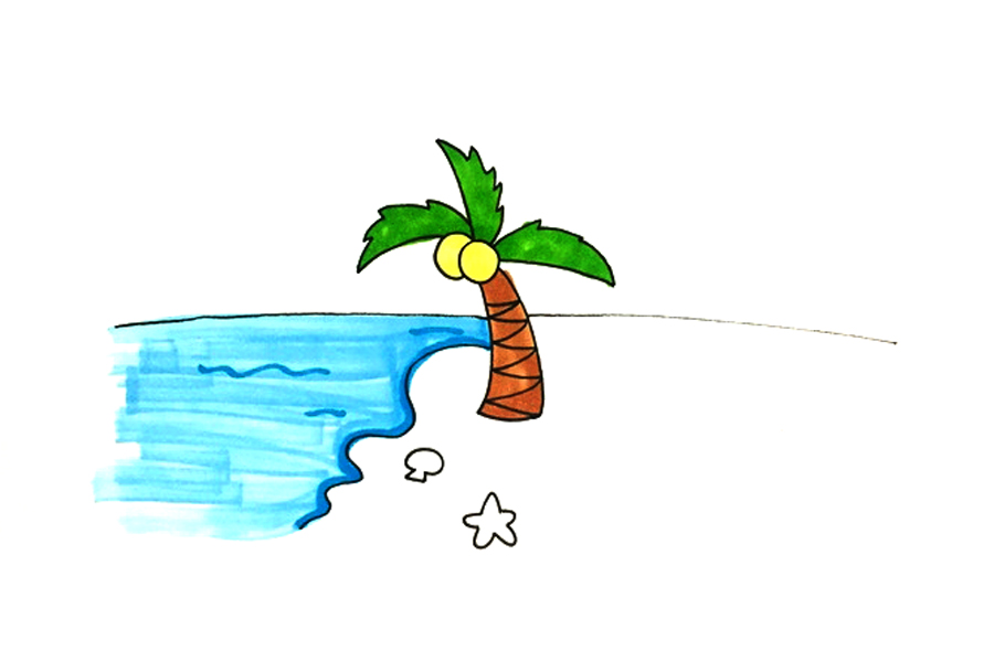 风景简笔画大全 沙滩风景怎么画-图5