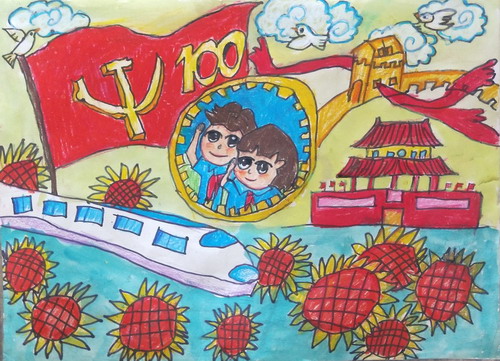 我和我的祖国儿童绘画作品-图1