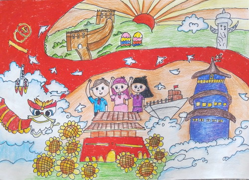 我和我的祖国儿童绘画作品-图2