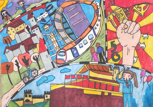 我和我的祖国儿童绘画作品-图3