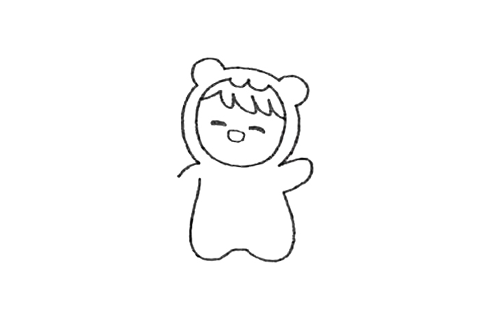 穿小熊睡衣的小男孩怎么画-图3