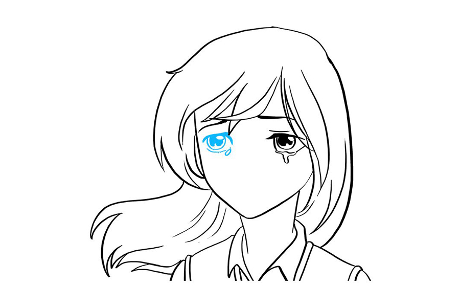 动漫版哭泣的小女孩怎么画-图7