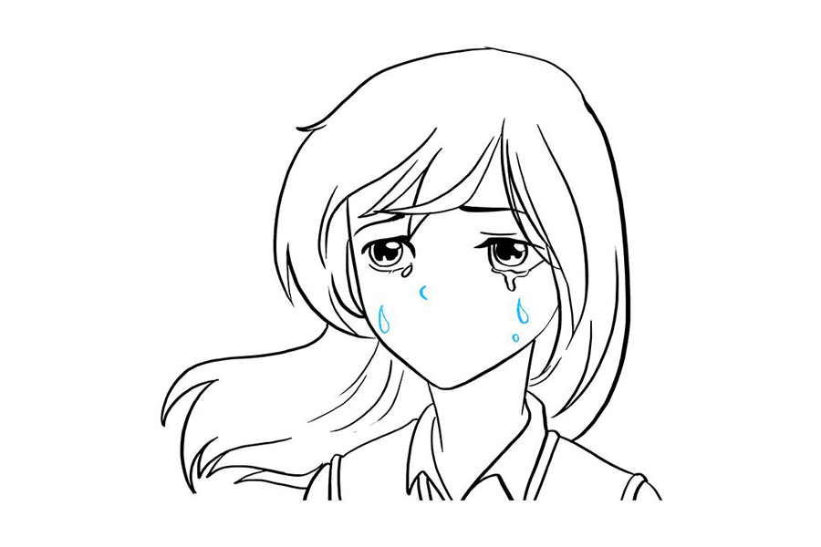 动漫版哭泣的小女孩怎么画-图8
