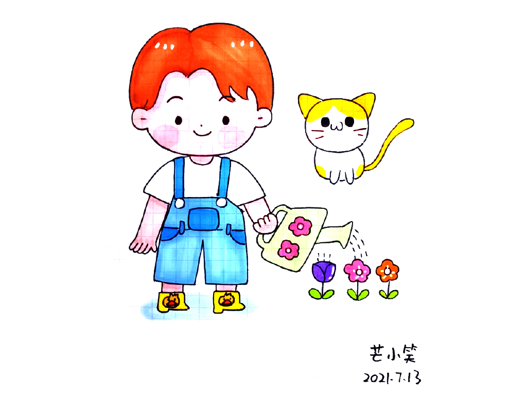 可爱的小男孩简笔画图片超简单-图1