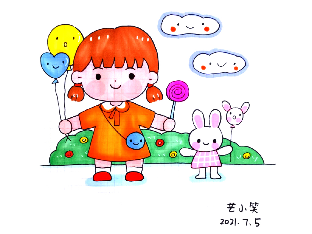 可可爱爱小女孩简笔画图片-图10