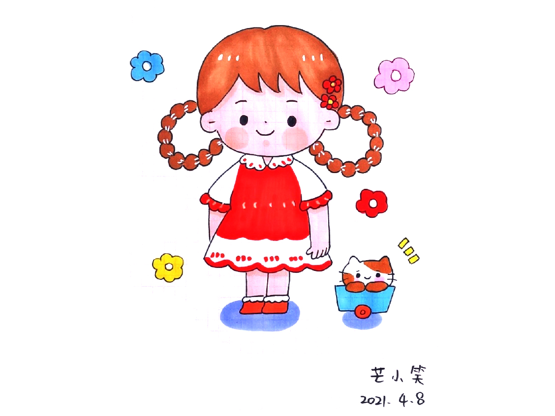 可可爱爱小女孩简笔画图片-图11