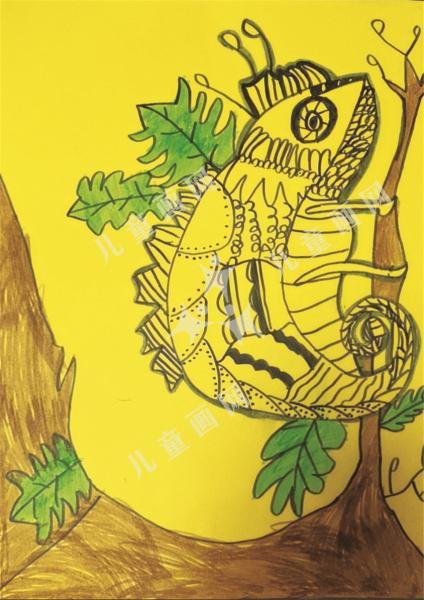 隐身的蜥蜴儿童画