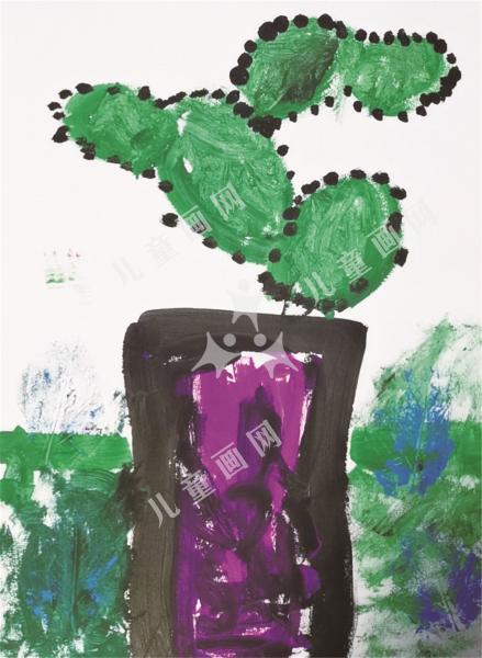 可爱的仙人球儿童画作品