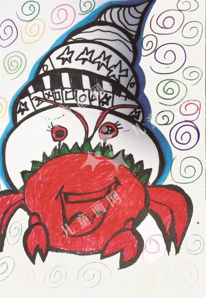 海螺壳里的大螃蟹创意绘画
