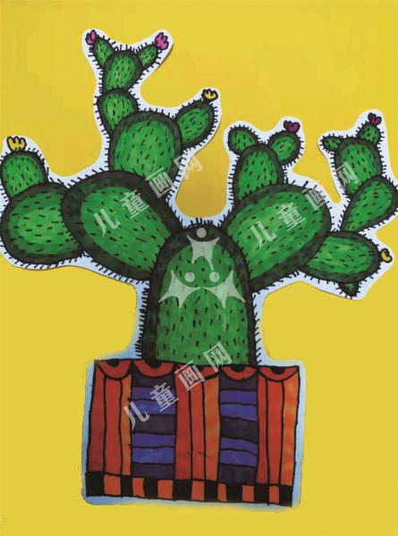 仙人掌儿童画作品