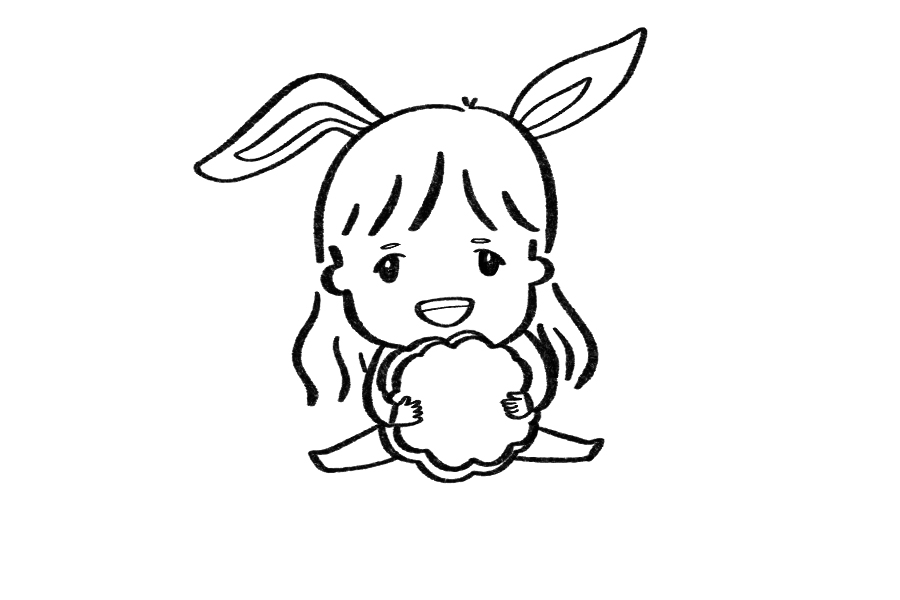 抱着月饼的小女孩怎么画-图8