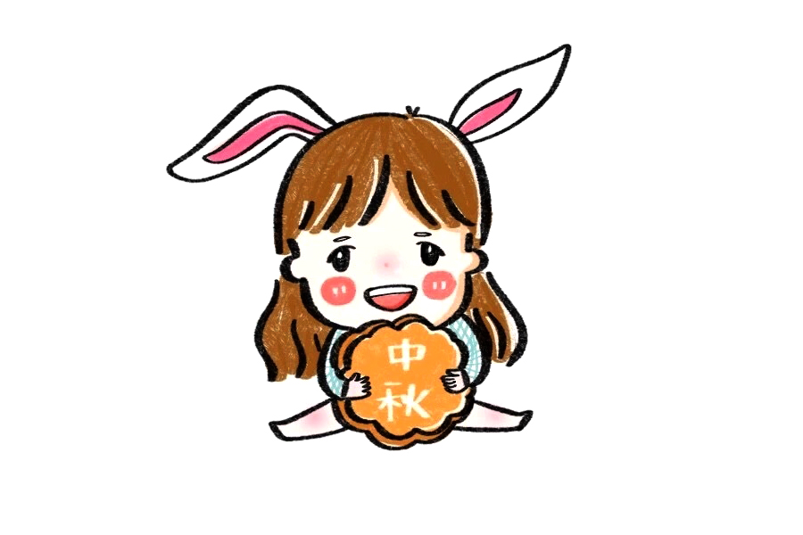 抱着月饼的小女孩怎么画