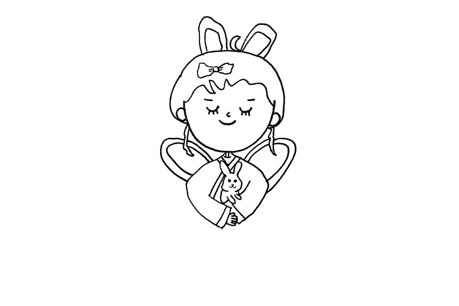 中秋节简笔画大全 嫦娥怎么画-图4