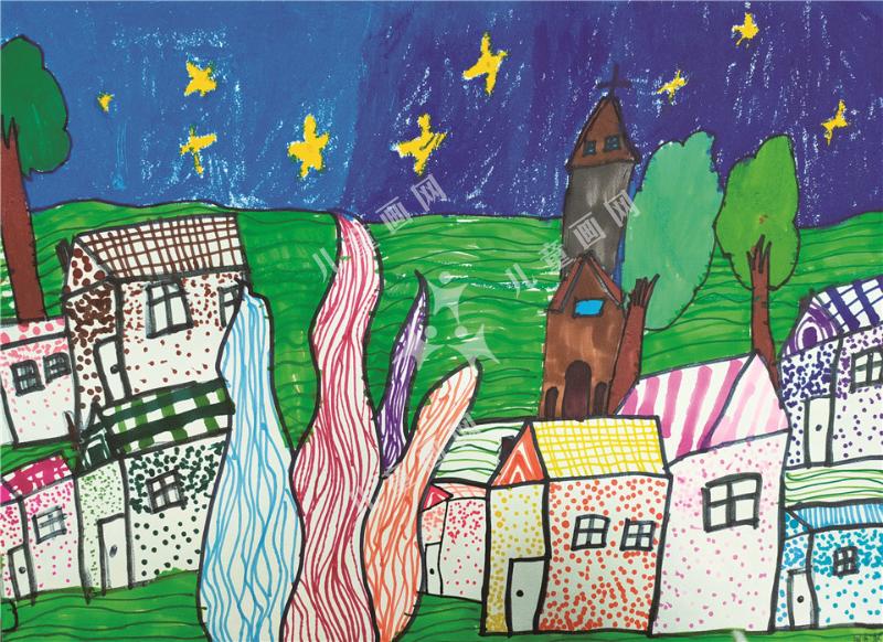 星空儿童手绘欣赏