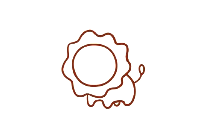 步骤2：再画上狮子身体。