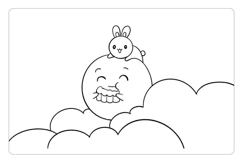 学画可爱的玉兔和月亮简笔画-图7