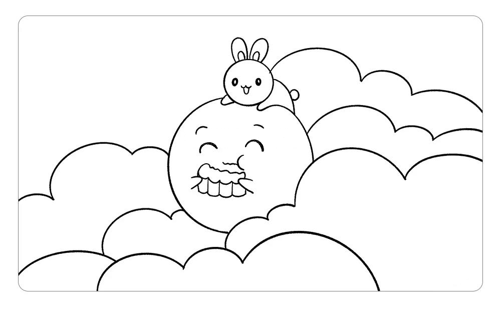 学画可爱的玉兔和月亮简笔画-图8