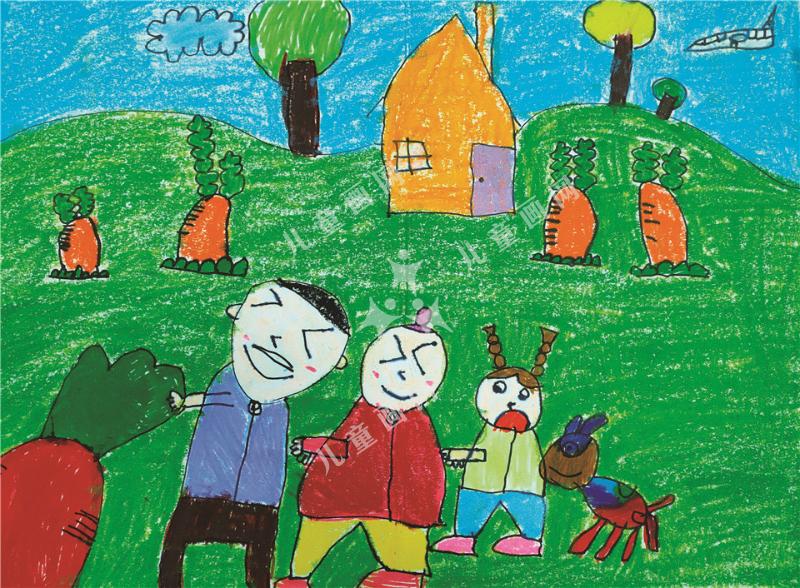 拔萝卜儿童画作品