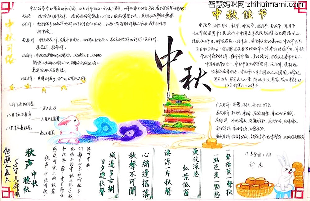 中秋节手抄报版面设计图（文字简单）-图4