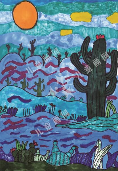 中国绿战胜沙漠绘画作品