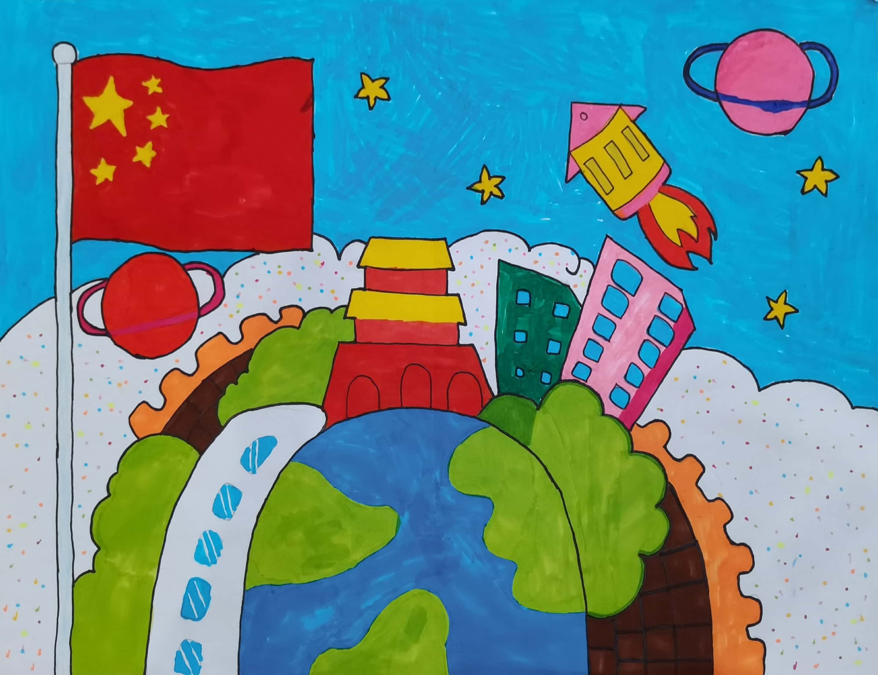国庆节儿童绘画图片-图2