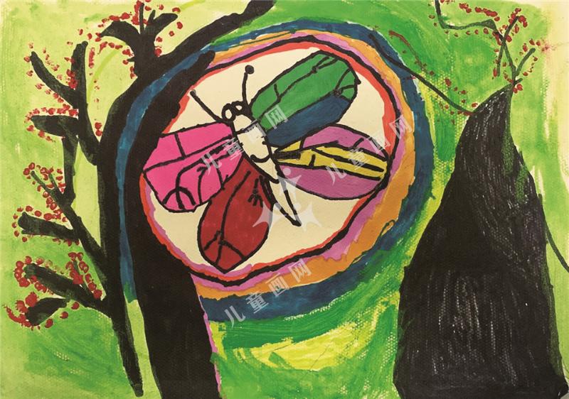 五彩缤纷的蝴蝶绘画作品