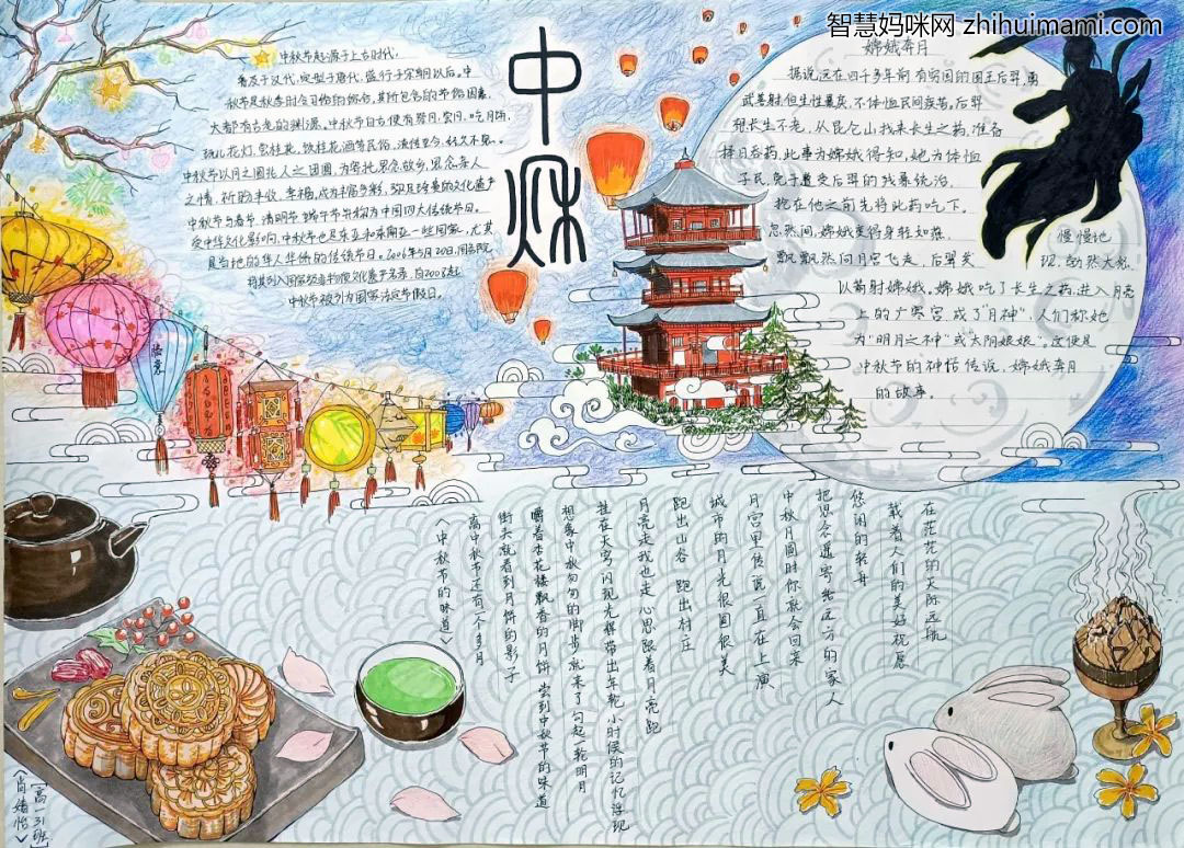 初中生中秋手抄报画画一等奖作品-图3