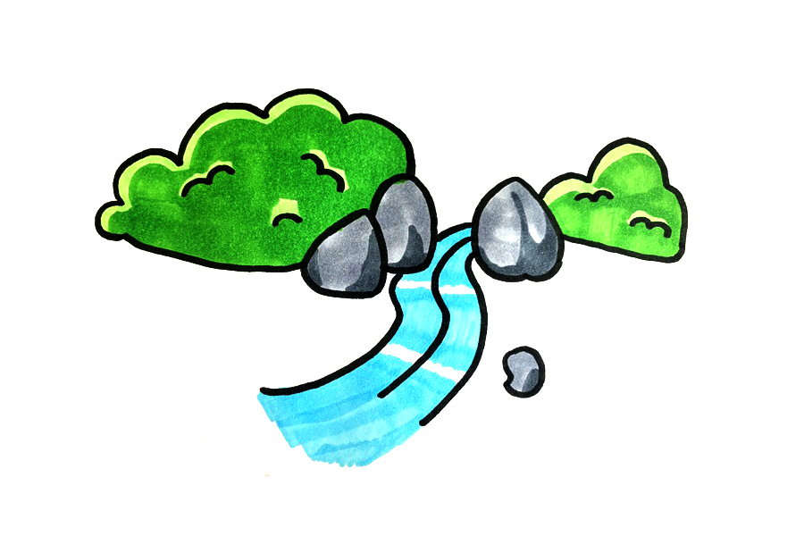 溪边风景怎么画