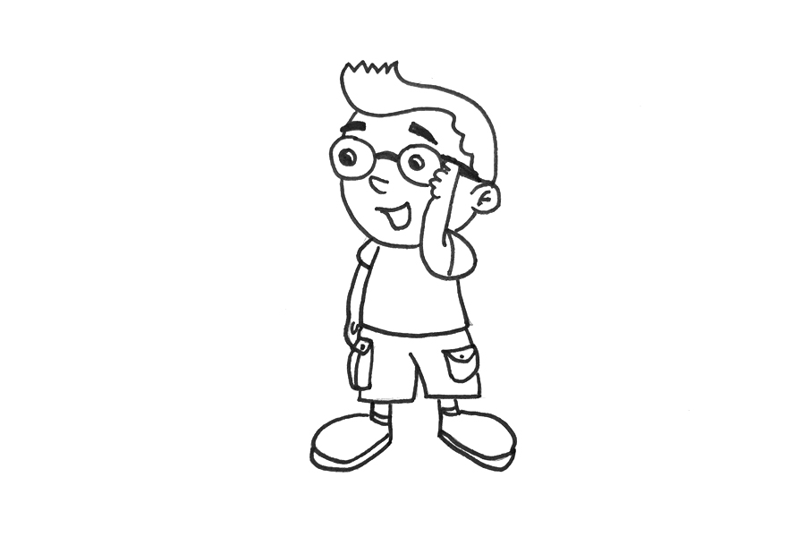 人物简笔画大全 戴眼镜的小男孩怎么画-图3