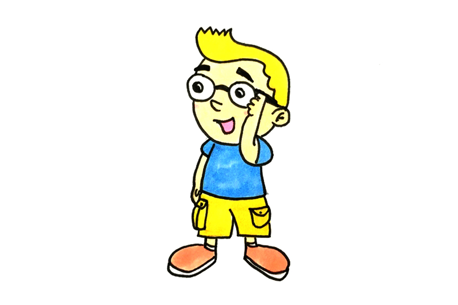 人物简笔画大全 戴眼镜的小男孩怎么画