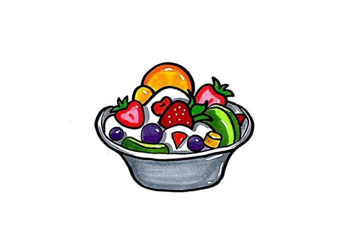 食物简笔画大全 水果沙拉怎么画