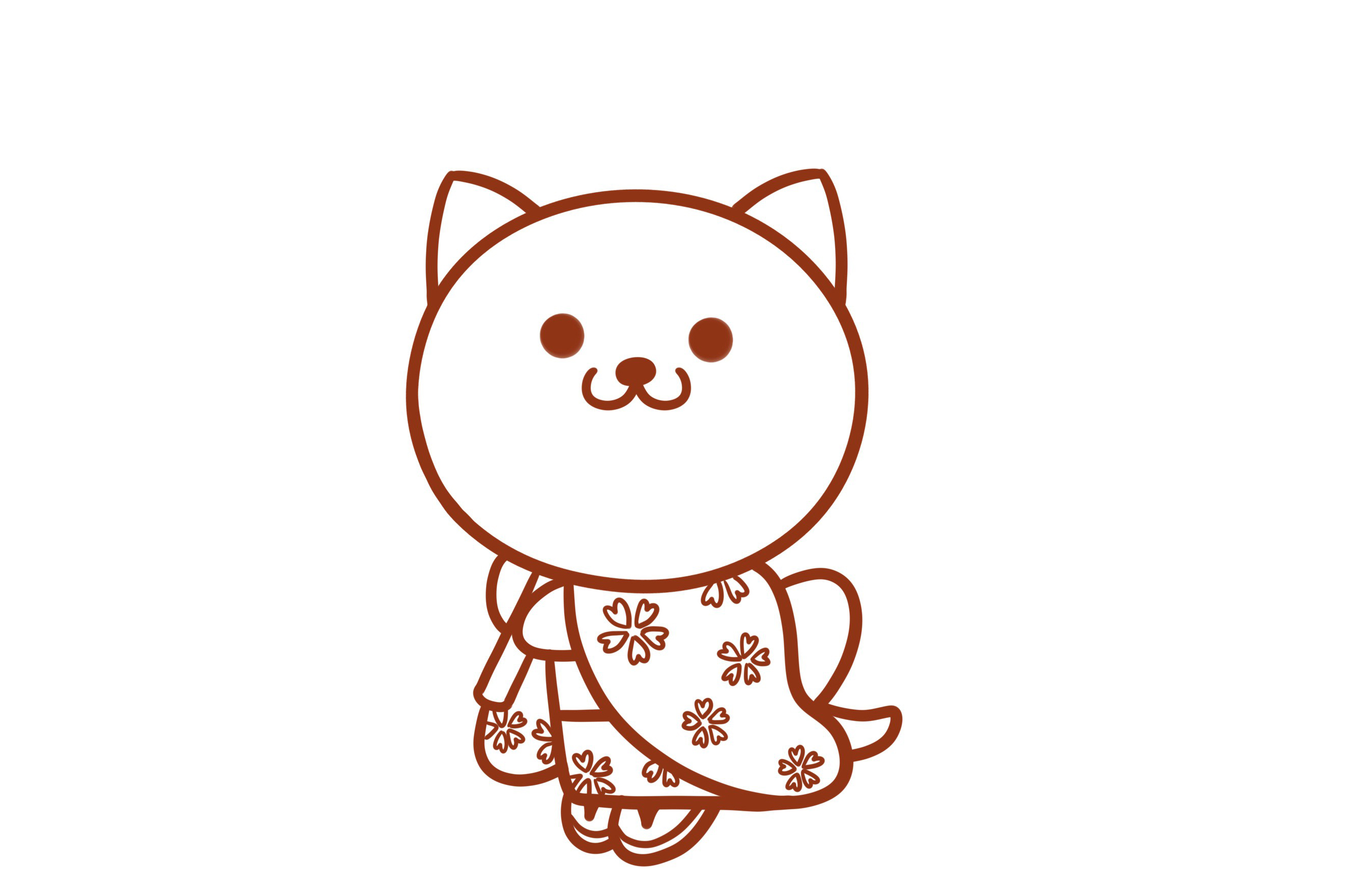 和服小猫怎么画-图7