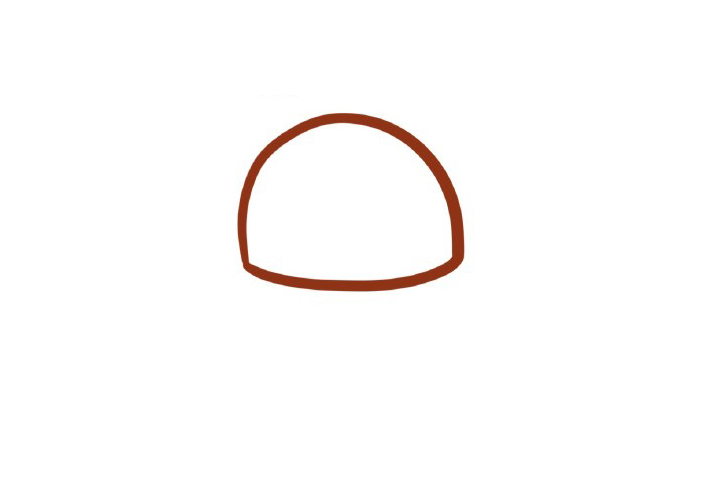 步骤1：画出汉堡的上面一层是一个半圆。