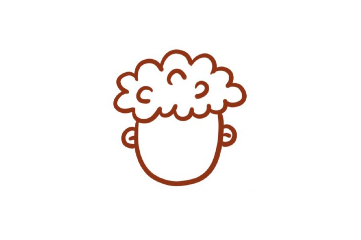 步骤2：画出脸的轮廓和耳朵。