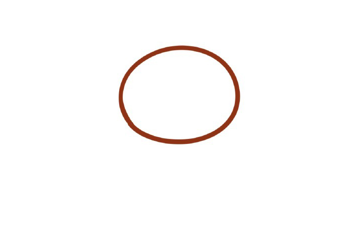 步骤1：小猪的脸是一个椭圆。