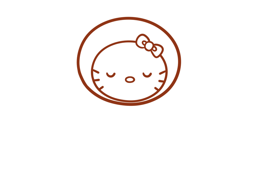 装扮成大熊猫的凯蒂猫怎么画-图3