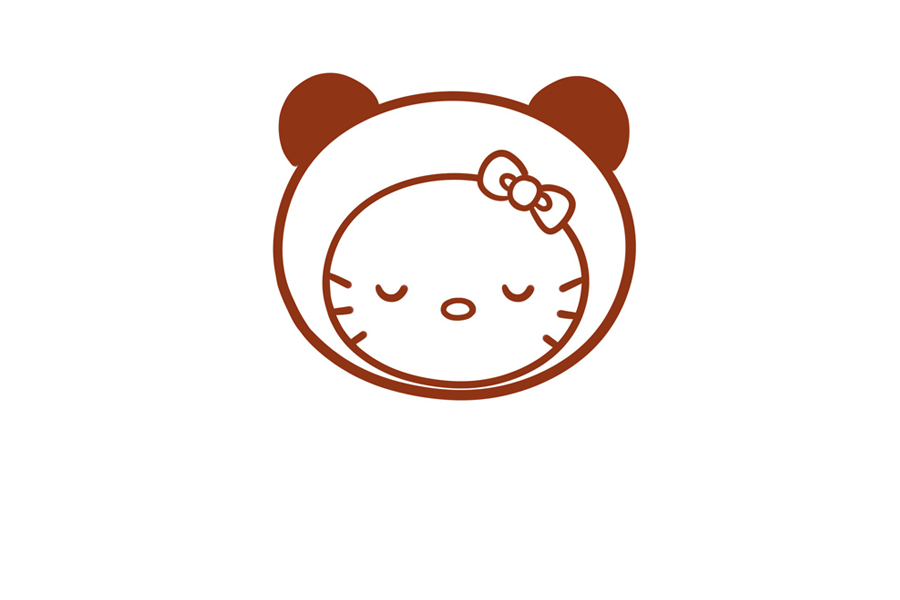 装扮成大熊猫的凯蒂猫怎么画-图4