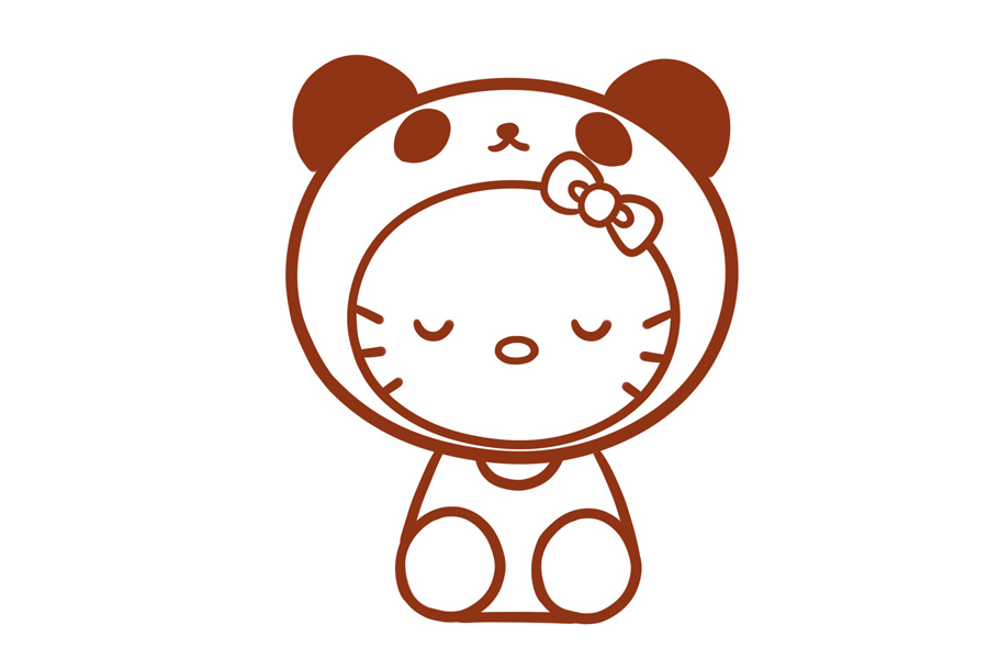 装扮成大熊猫的凯蒂猫怎么画-图7