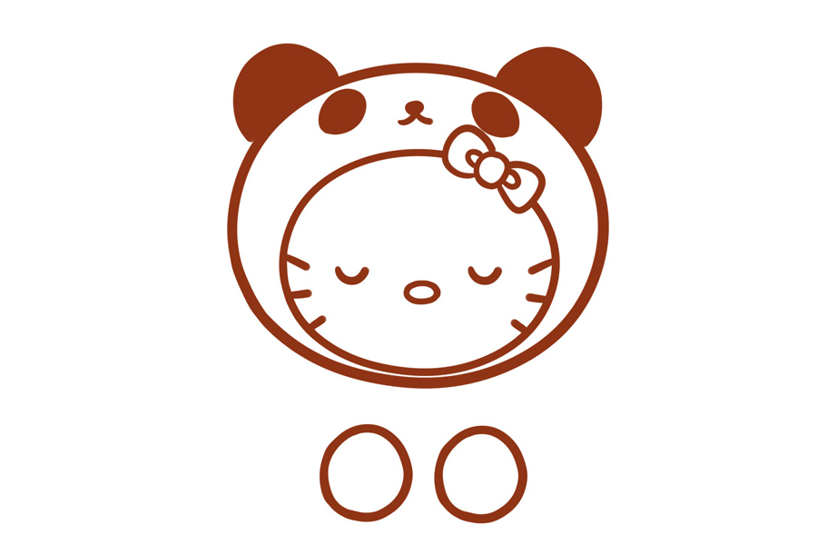 装扮成大熊猫的凯蒂猫怎么画-图6