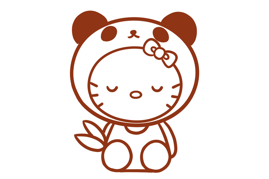 装扮成大熊猫的凯蒂猫怎么画-图8